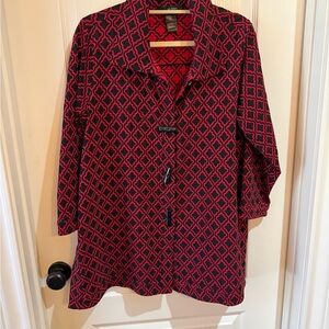 Ali Miles Red and Black Patterned Button Down Shirt